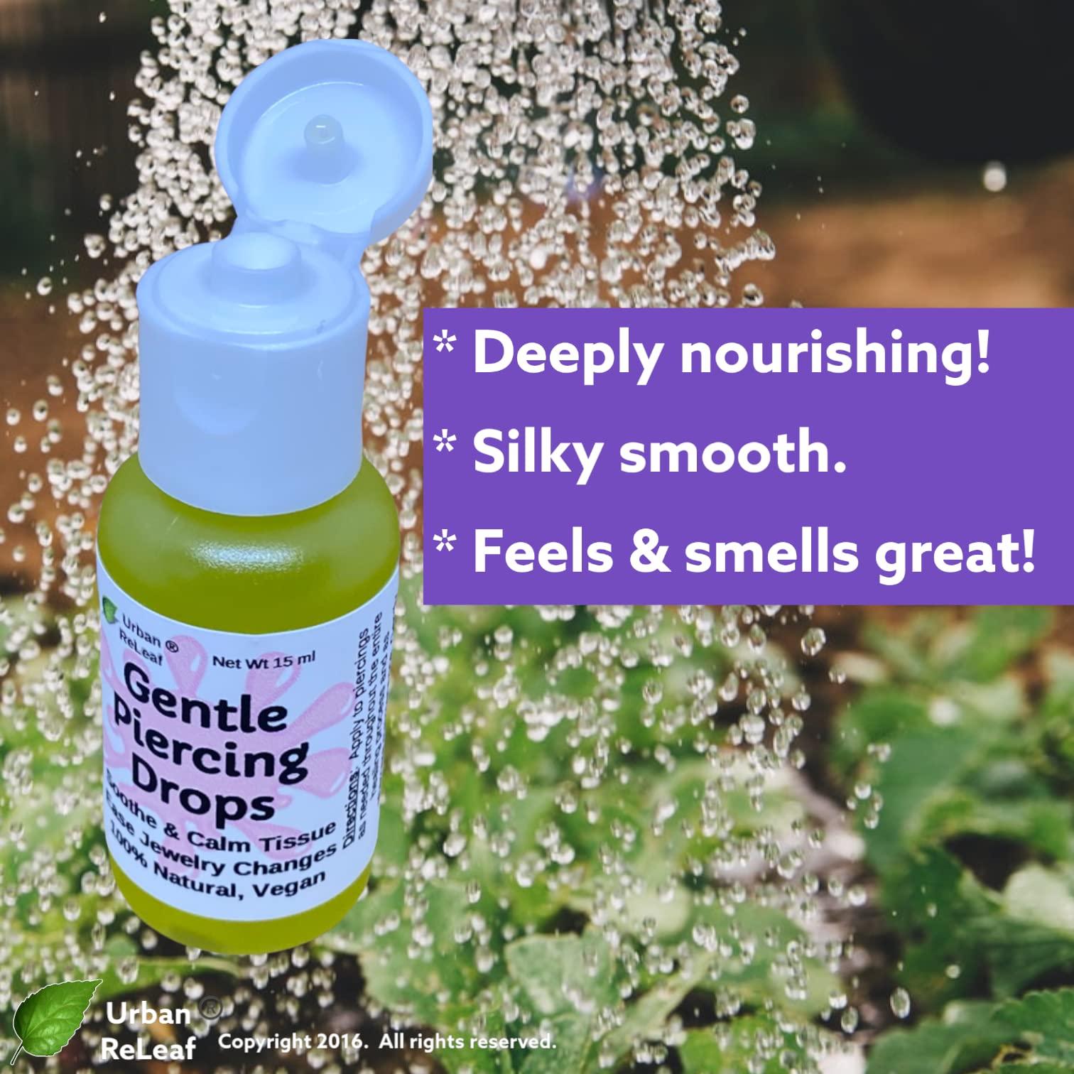 Urban ReLeaf Urban ReLeaf Gentle Piercing Drops ! Soothe & Calm Tissue, Ease Jewelry Changes, 100% Natural, Vegan. Perfect for Sensitive Skin. Effective Aftercare Oil for Ear & Body Piercings!