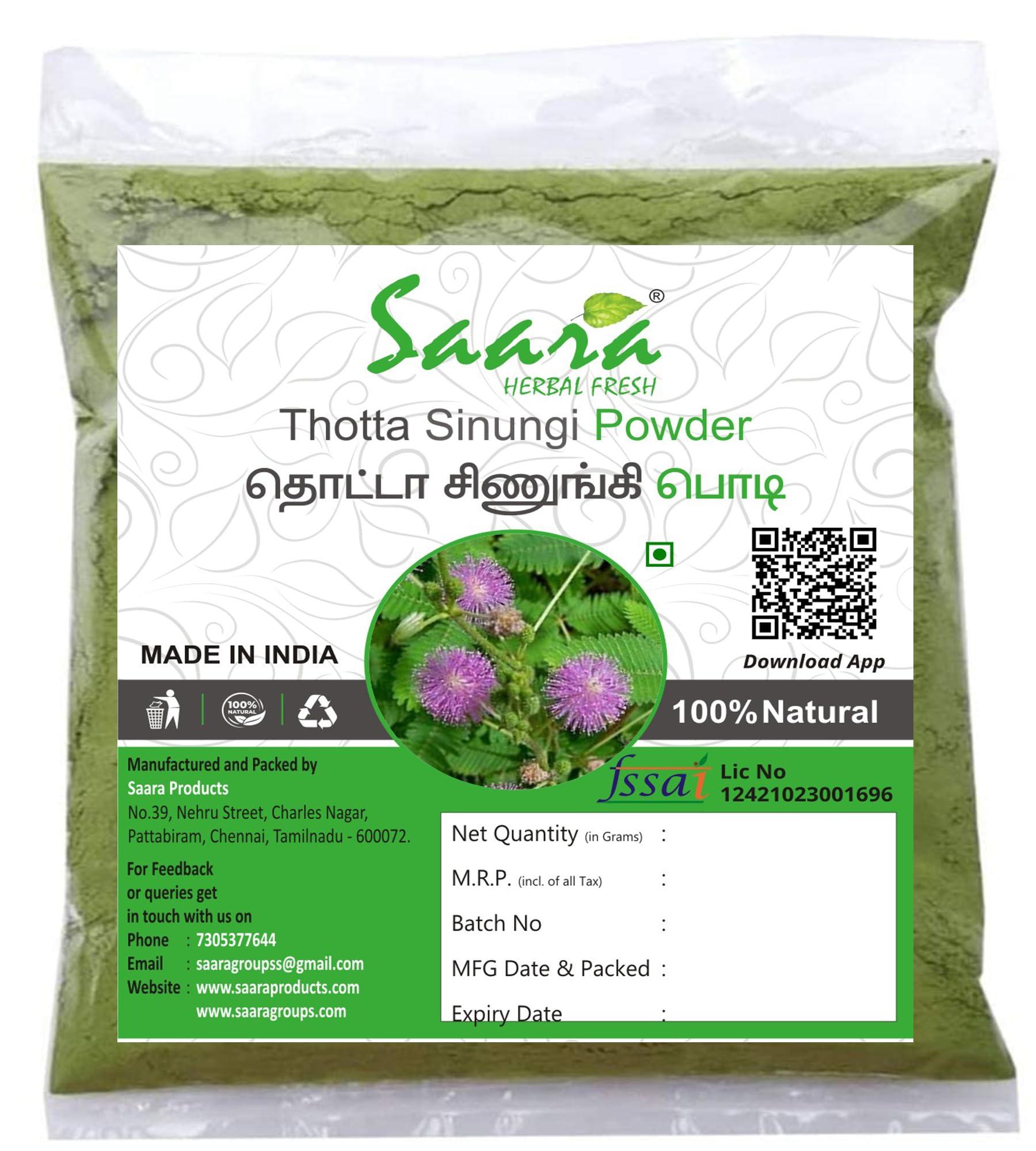 SAARA SAARA Herbal Fresh Thotta Sinungi Leaves Powder,100G, Mimosa Pudica Powder, Mudatha Damara, Lajalu, Muttidare Muni, Thottavadi, Ajalikalika, Sleepy Plant Powder,(Pack Of 1 X 100G), Vegetable Masala