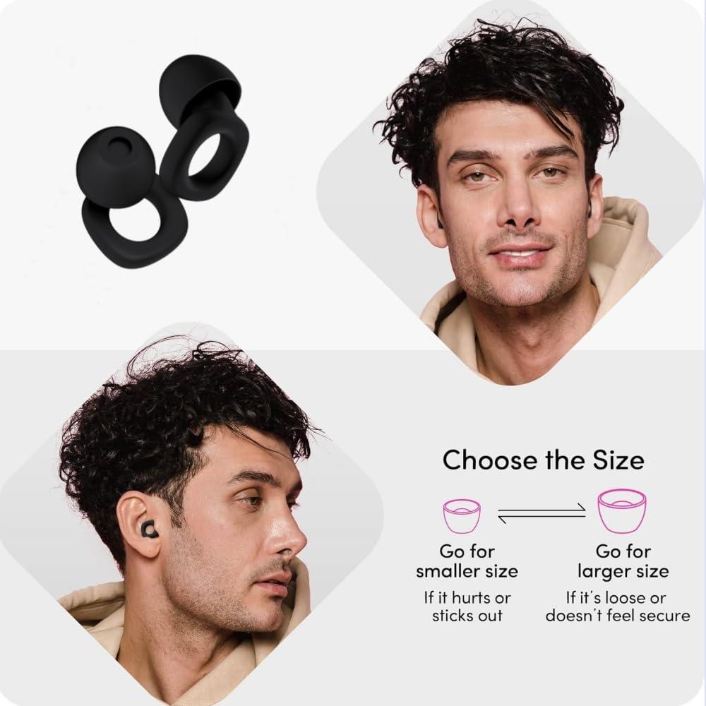 Kofati Kofati Quiet Ear Plugs For Noise Reduction Super Soft,Ear Plugs For Noise Ear Protection Ear Plugs For Sleep, Flexible Silicone For Sleep-4 Ear Tips In S/L Black