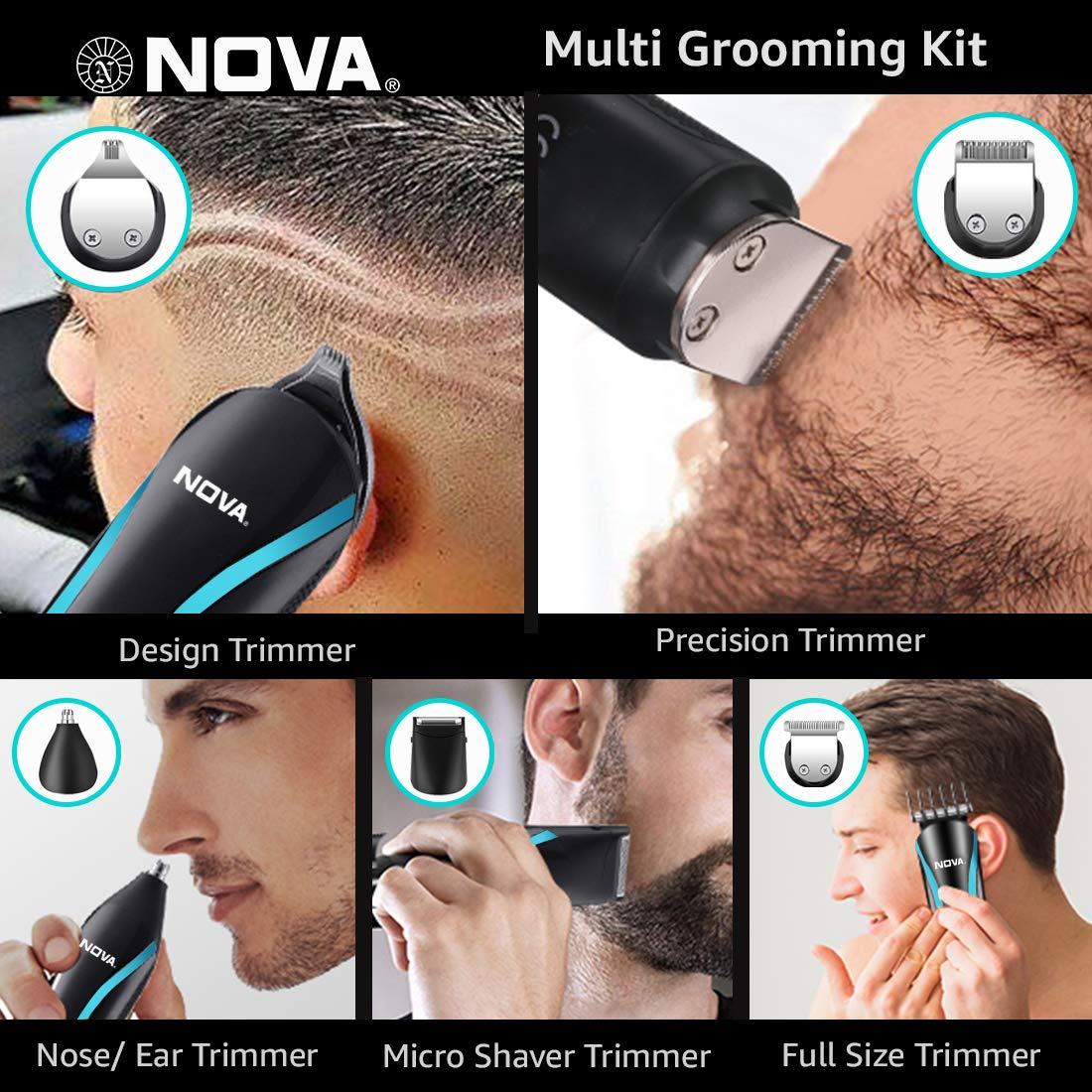 Nova NOVA NG 1152 Cordless Rechargeable: 60 Minutes Runtime Multi Grooming Trimmer for Men ( Black or blue )