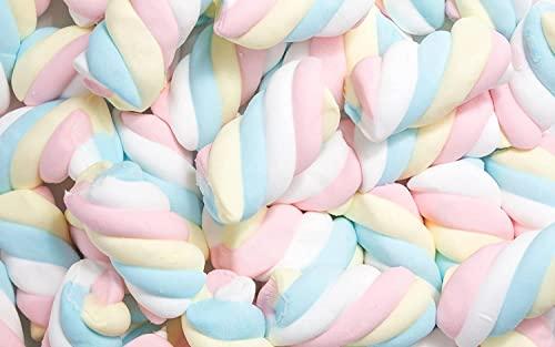 CHATOKDE CHATOKDE Marshmallows Pure Veg - 50 Pieces | Twisted Shape Strawberry/Vanilla Flavour | Vegetarian Marshmallow Candy