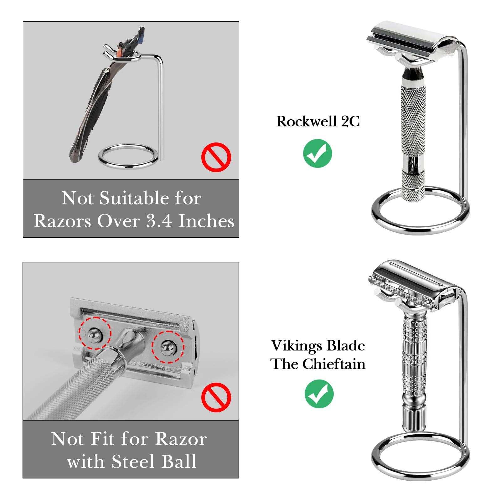 Linkidea Linkidea Simple Metal Double Edge Safety Razor Stand, Men's Shaving Holder Base Hanger for Bathroom, Shower Room/Razor travelling hanger When business trip (Silver)