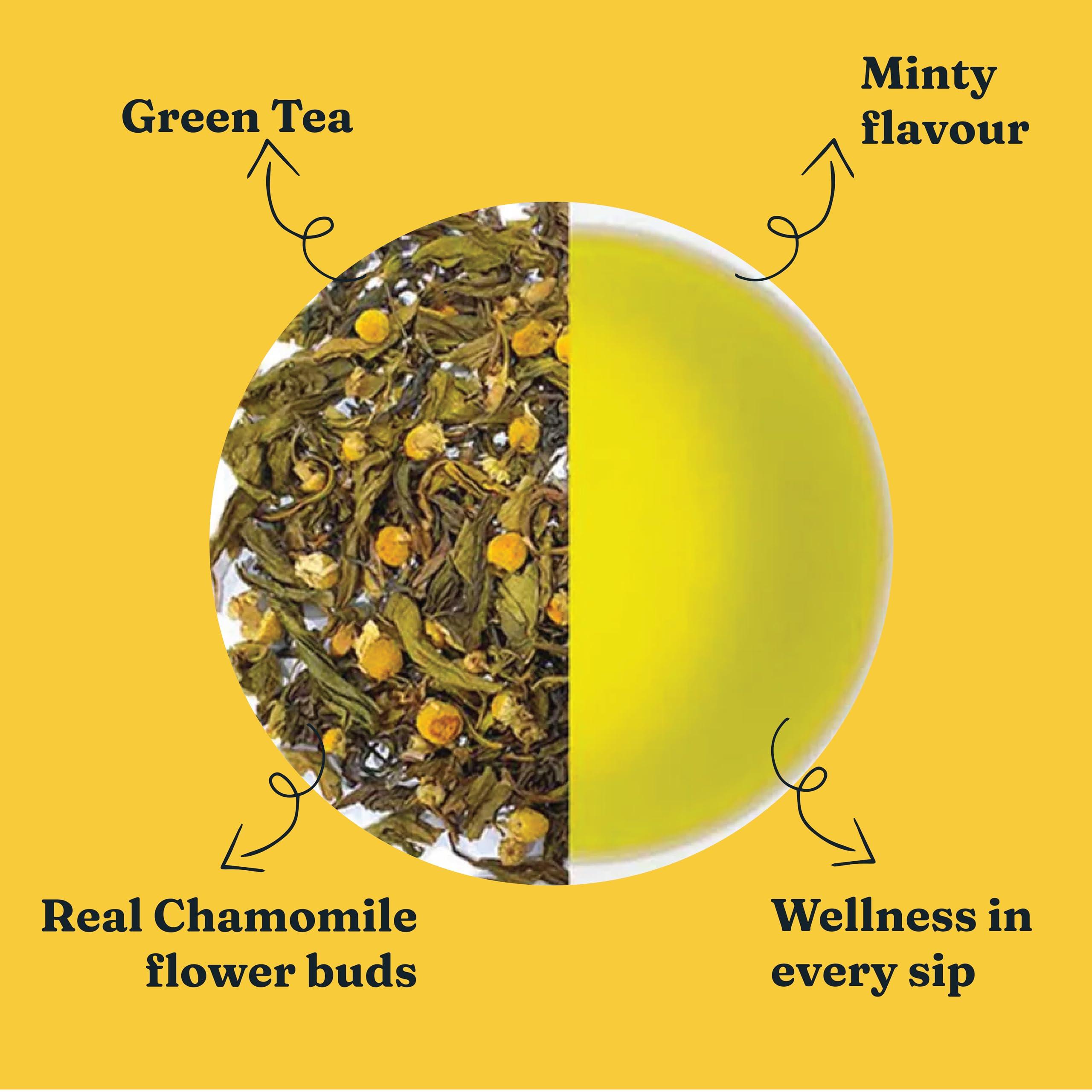 DORJE TEAS DORJE TEAS Chamomile Loose Tea - 100Gm|Organic Darjeeling Tea|Promotes Good Sleep, Stress Relief|Improves Immunity|Soothing Tea For Relaxation|For Glowing Skin|Pack-1