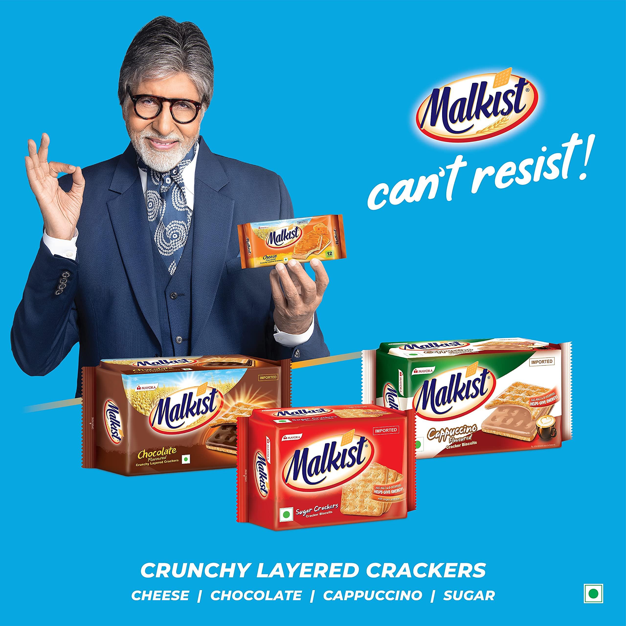 Malkist Malkist Cheese Flavoured Crunchy Layered Cracker - Cheese Coated Biscuit 138gm (12 Piece Per Pack) (Pack of 20)