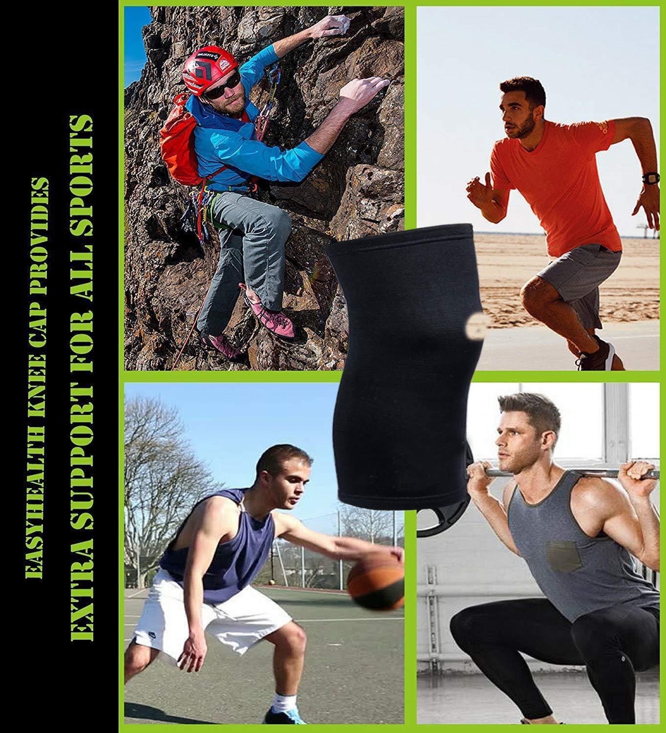 Gf Cotton Knee and Elbow Cap Knee Cap with Knee Hole to Easy use 1 Pair (Black, Universal Size Knee Cap for Knee Support, Gym)