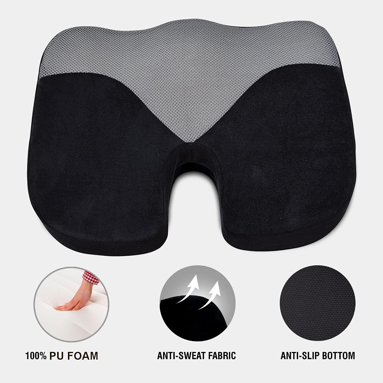 BIG-BEN BIG-BEN OREST Donut Pillow/Tailbone Pain Relief/Comfort PU Foam/Sciatica/Orthopedic/Hemorrhoids for Sitting (Up to 100 Kg: Standard) (Black & Grey PU Foam, Up to 100 Kg: Standard)