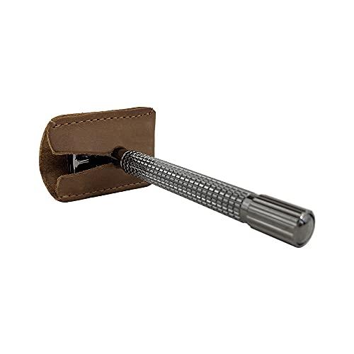 Hide & Drink Hide & Drink, Leather Double Edge Safety Razor Head Protective Sheath/Shaving Travel Cover Handmade Includes 101 Year Warranty :: Single Malt Mahogany