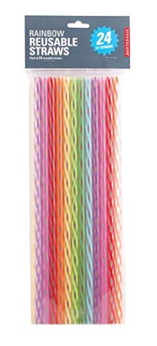 Kikkerland Kikkerland CU230 Rainbow Reusable Straws (20 Pack), Multicolored