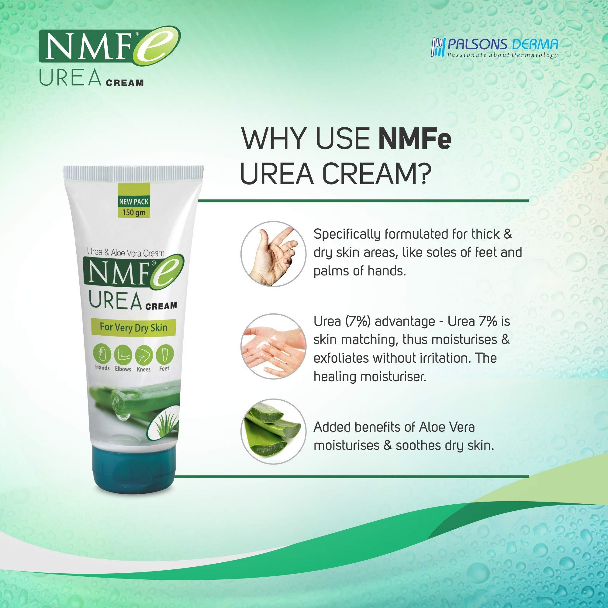 NMFe UREA CREAM NMFe Urea Cream 150 gm For Intense Moisturisation with Urea 7% & Aloe vera for thick and dry skin | Truly the Healing Moisturiser | For very dry skin | Takes care of cracked heels & Fissure feet effectively