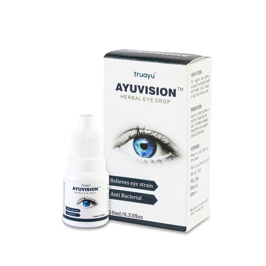 AYUVISION Ayuvision Herbal Eyedrops Relieves Eye Strain, Dryness, Redness & Itching |Cooling Daily-use Eyedrops with Goodness of Ayurvedic Herbs 10ml (Pack of 2)