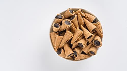Cone End Toe Cone End Toe Mini Waffle cone, Mini chocolate cone, Conio waffle cone snacks Ice Cream Waffle Cones, Mini Waffle Chocolate, cones for ice cream Box Pack (100gm+50gm FREE) (Dark Chocolate)