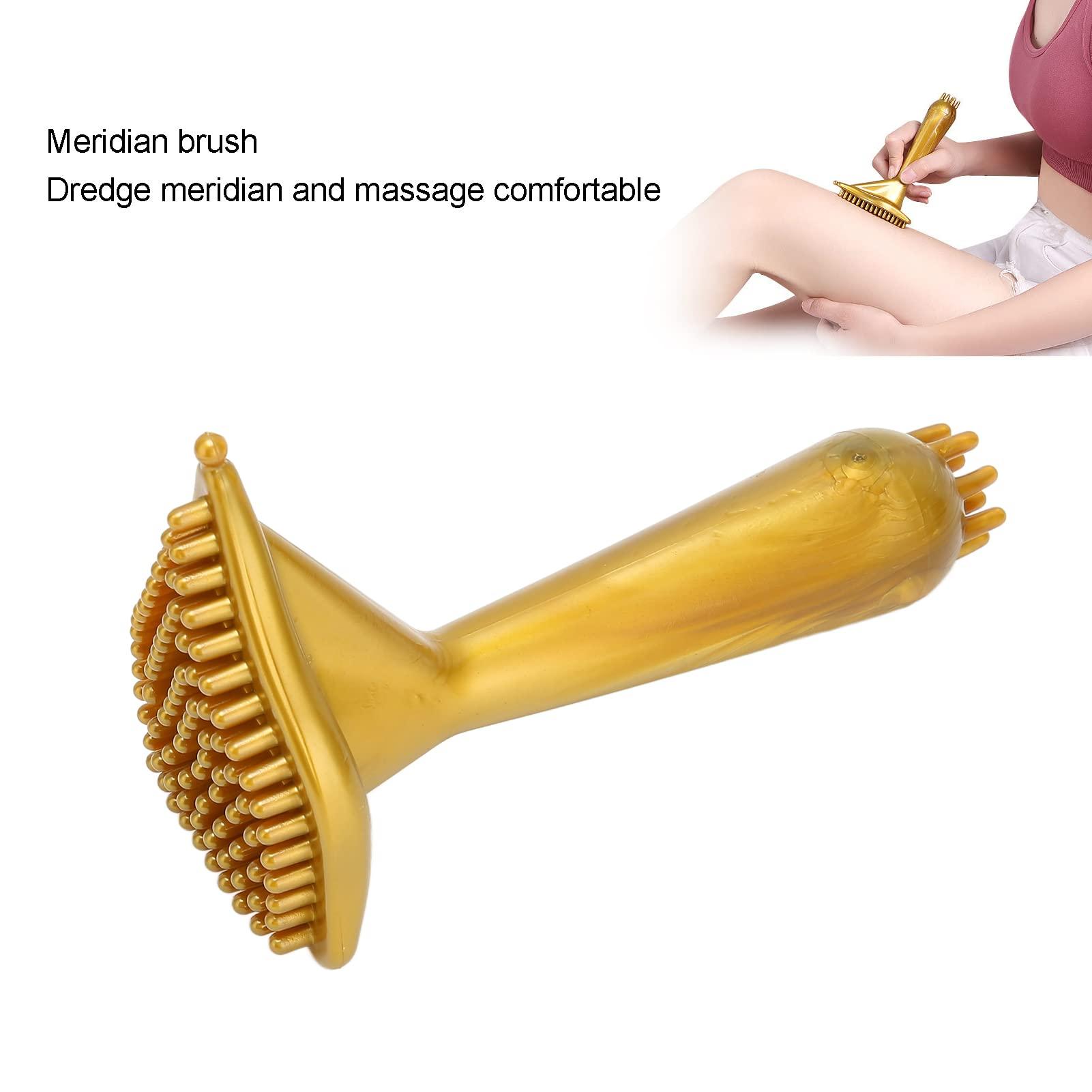 Betued Meridian Dry Brush, Meridian Massage Brush, Round Knob Design Relieves Pressure Silky Smooth Massage Slimming Peeling Body Brush for Massage Foot Leg Tissue