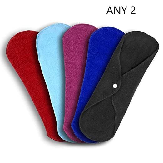 Sizi Sizi Reusable Cloth Period Pads Washable Napkin for Heavy Flow Leakproof Overnight Protects,Large Sanitary Pads Set with Wings for Women,Washable Overnight Cloth Panty Liners Period Pads. (Pack of 2)