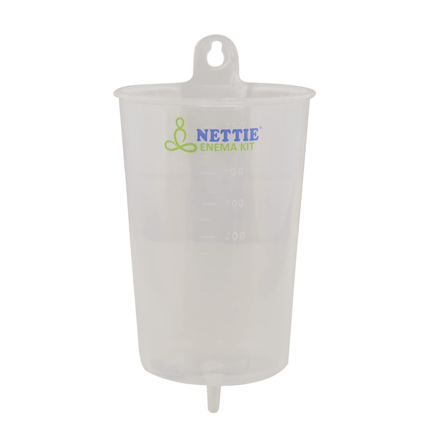 NETTIE NETTIE Enema Kit | 750ml can, extra Long 1.5 meter PVC Tube and 1 pinch clamp and nozzle used for home/ hospital with Pack of 7 size 12 enema tubes use in Naturopathy and Ayurveda with Instruction leaflet - Combo Pack