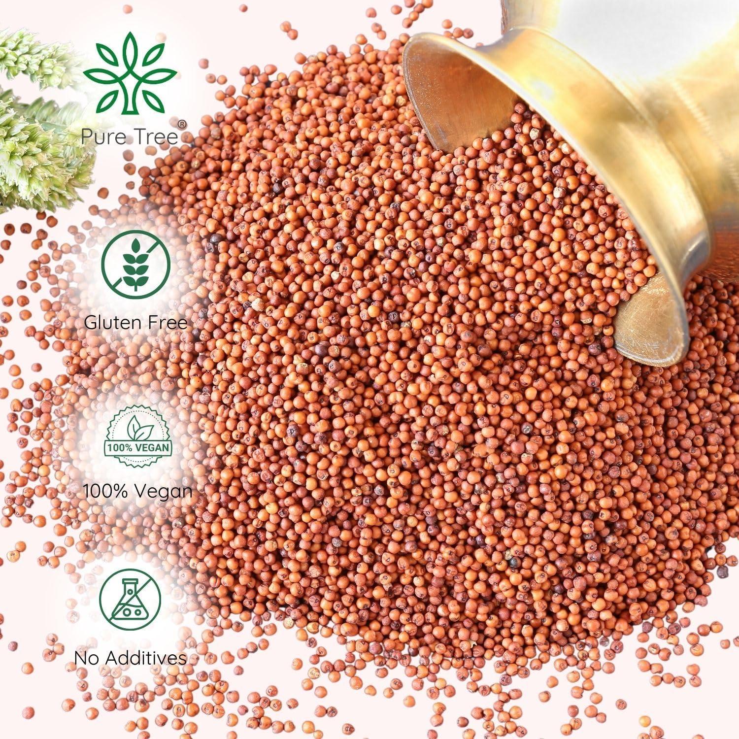Pure Tree Pure Tree Certified Organic Ragi Whole | 900 g | Finger Millet | Nachni | Nagli | Ragi Millet Gluten-Free | Bavto | Red Finger Millet | Ragi Whole Grain