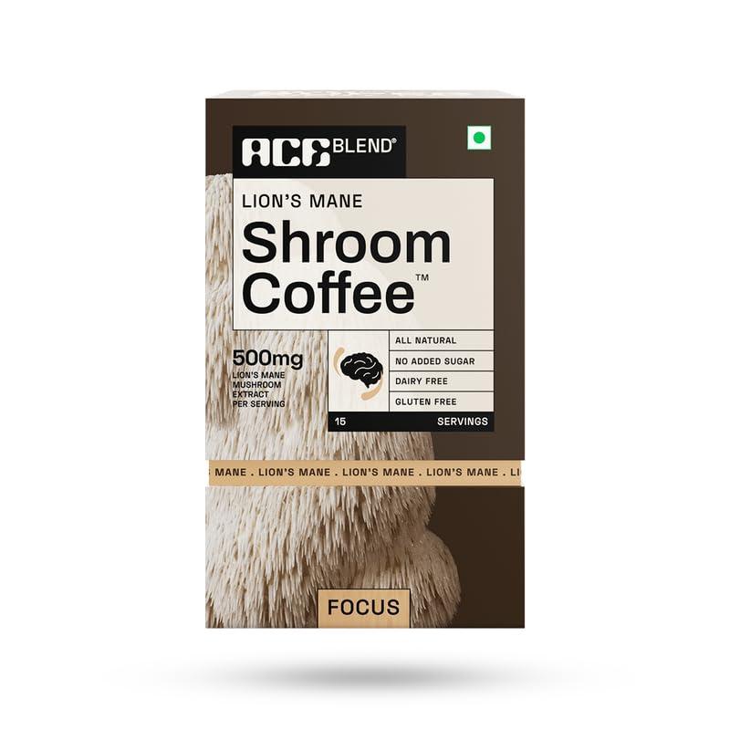 Ace Blend Ace Blend Lions Mane SHROOM COFFEE | 30 serves | Mushroom Coffee | KSM 66 Ashwagandha | L-Theanine | MCT | Focus | Memory | 100% Arabica | Instant Black Coffee | Keto | Cold/Hot Brew