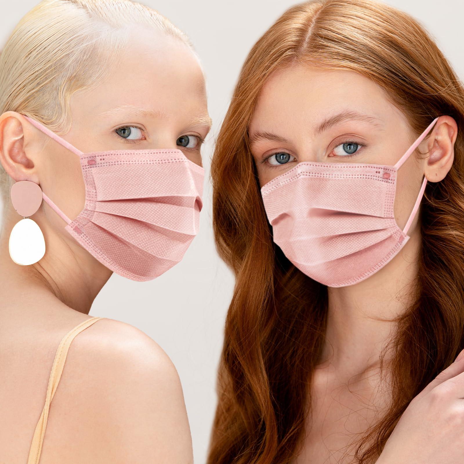 ZIYE Multicolor Disposable Face Masks, Breathable Non-woven Multicolor Mask Facial Mouth Cover 3 Layer with Nose Clip Elastic Earloop 100 Pcs