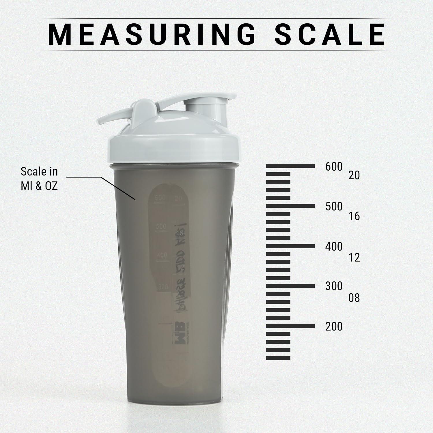 MuscleBlaze MuscleBlaze Shaker (Transparent, 650ml) | Leakproof, BPA-Free Blender Bottle | Ideal for Whey Protein, Preworkout & BCAA Shakes