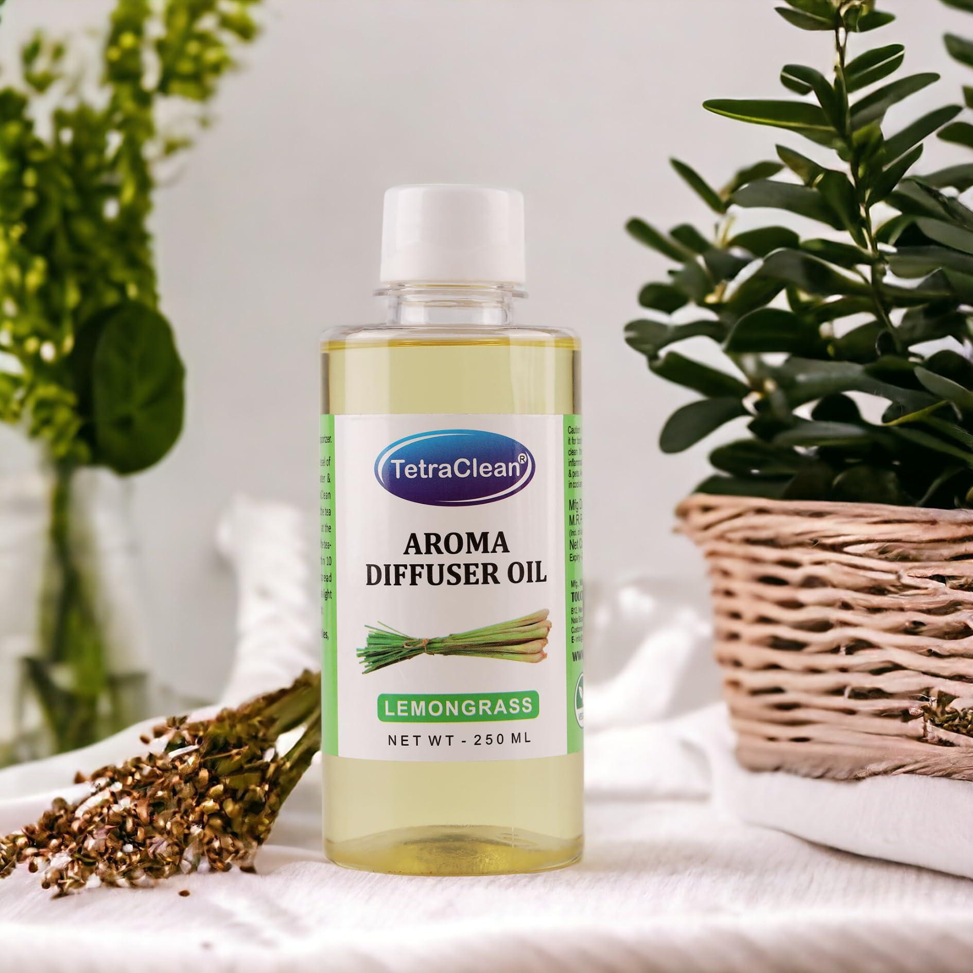 Tetraclean Tetraclean Lemon Grass Fragrance Aroma Diffuser Oil | For Home & Commercial Use, (250 ML)