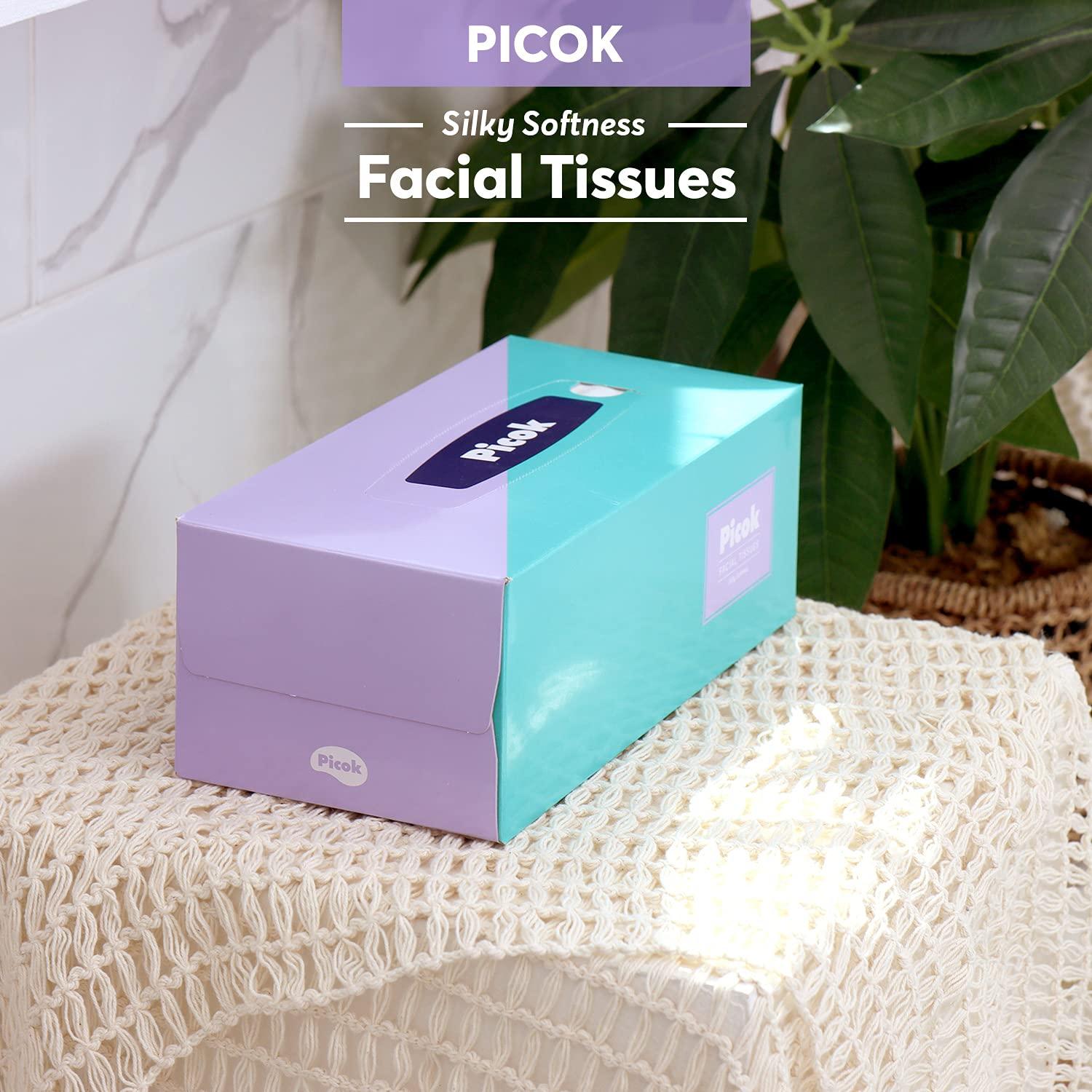Picok Picok Silky Soft Facial Tissues (150 X 3box), Silky Touch,100% Natural Virgin Pulp, Made in Korea