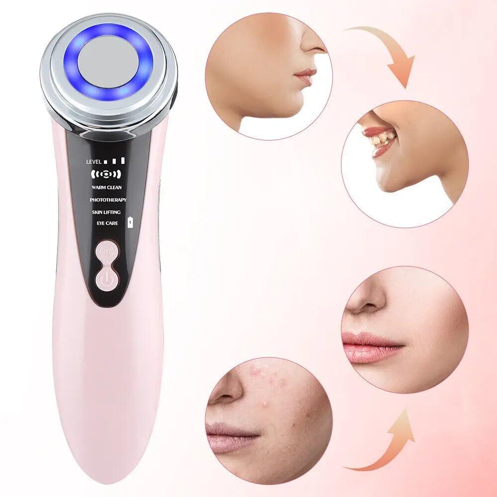 S A ENTERPRISE , India 5 In 1 Face Lifting Skin Rejuvenation Massager Red Blue Light Photon Therapy Eye Care Facial Cleaning Beauty Device