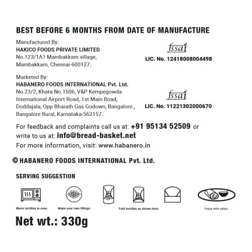 habanero Habanero Tortilla Wraps| multigrain | 8 Inches |Goodness of multigrain, Ragi, oats, Barley and Maize flour| 330G