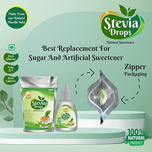 Vaghbhatt Vaghbhatt Stevia Drops Best Sugar Substitute 100% Pure Natural & Zero Calorie Sweetener Sugar Free - 15 ml Sweet Stevia Liquid Drops Extract Diabetic & Keto Friendly(pack of 8)