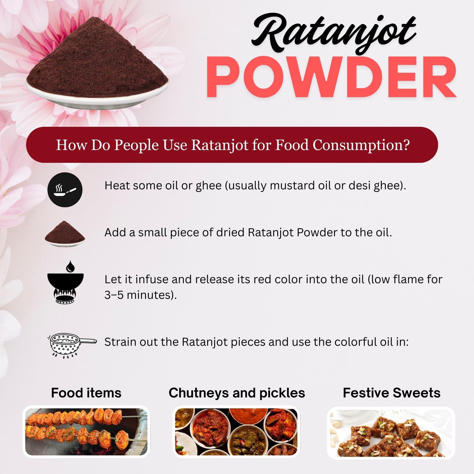 BrijBooti Birju Mahavir Ratanjot Powder- Alkanna Tinctoria -Alkanet Root Powder 200 Gr