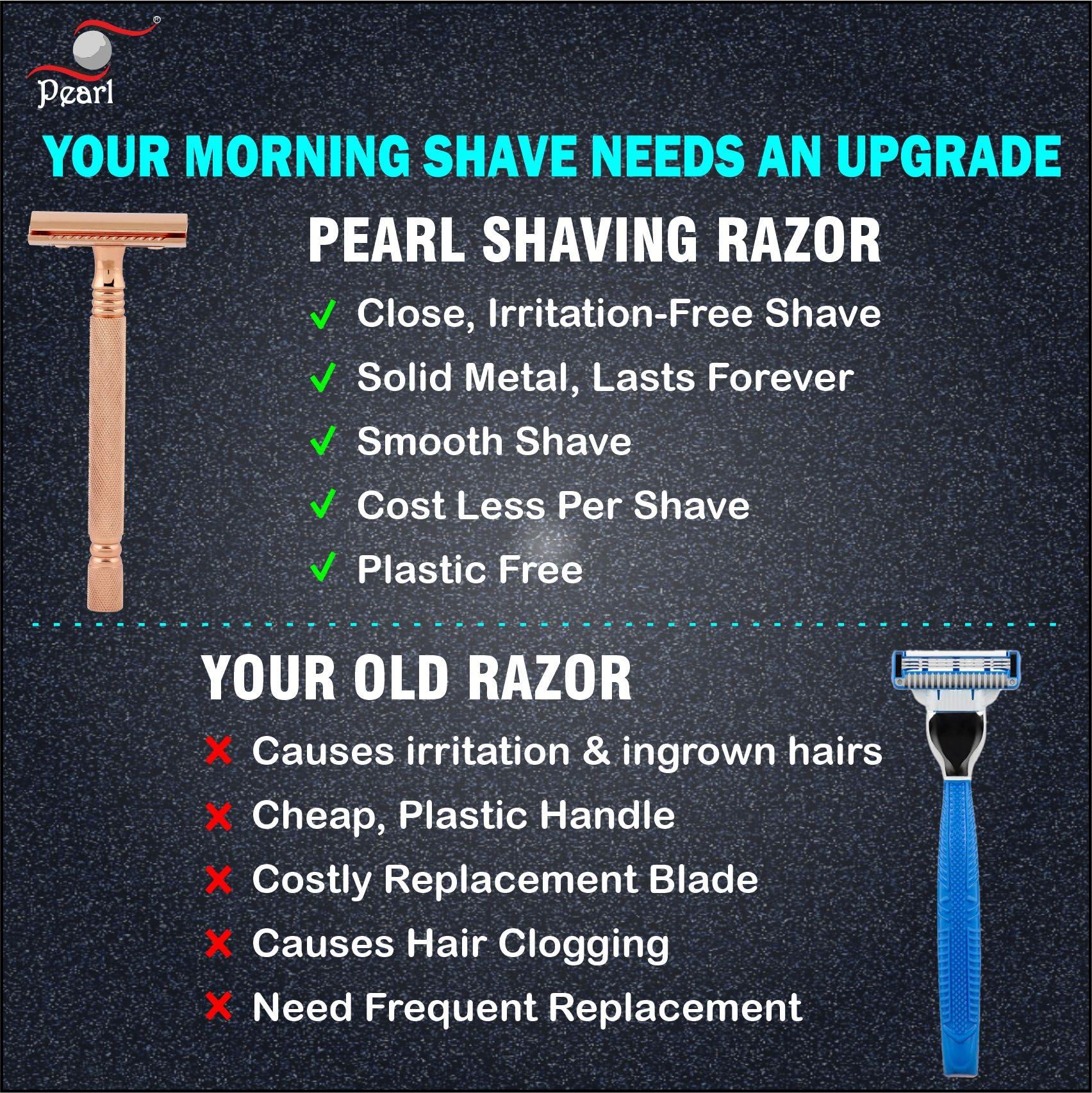 PEARL Pearl Shaving Double Edge Safety Razor (SS-01 Mellow Apricot) - Best Shaving Razor for Men | Classic & Traditional shaving Kit for Men | Premium blade razors | Eid gift options