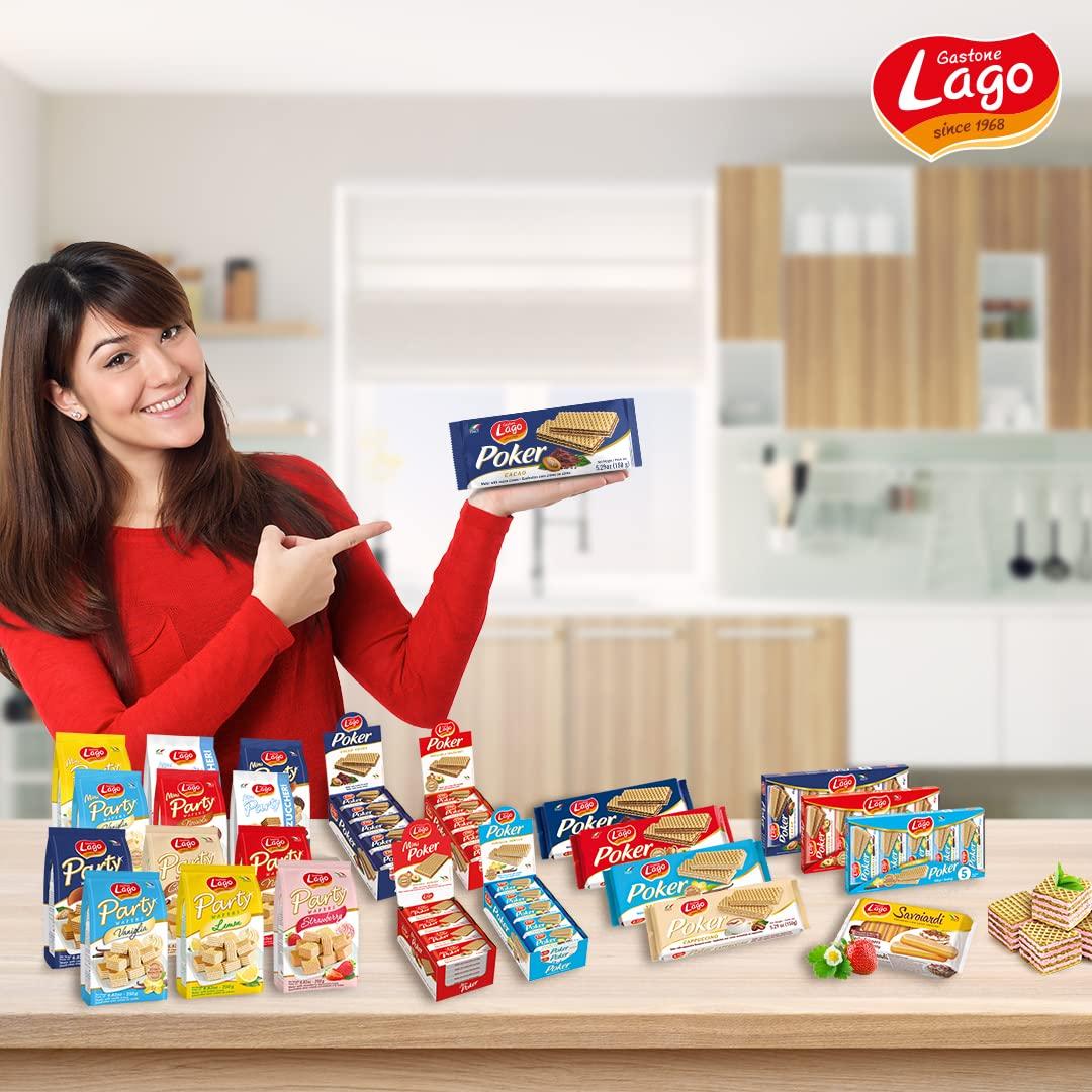 Gastone Lago Since 1968 Lago Poker Wafer Biscuits | Delicious Wafers with Cocoa Cream - 150g (Pack of 2)