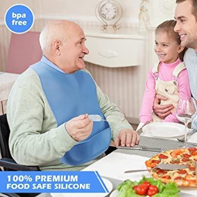 Dhadh Dhadh Adult Bib Waterproof Anti-oil Diving Fabric Bib Elderly Aged Senior Citizen Mealtime Protector Disability Aid Aprons (1)