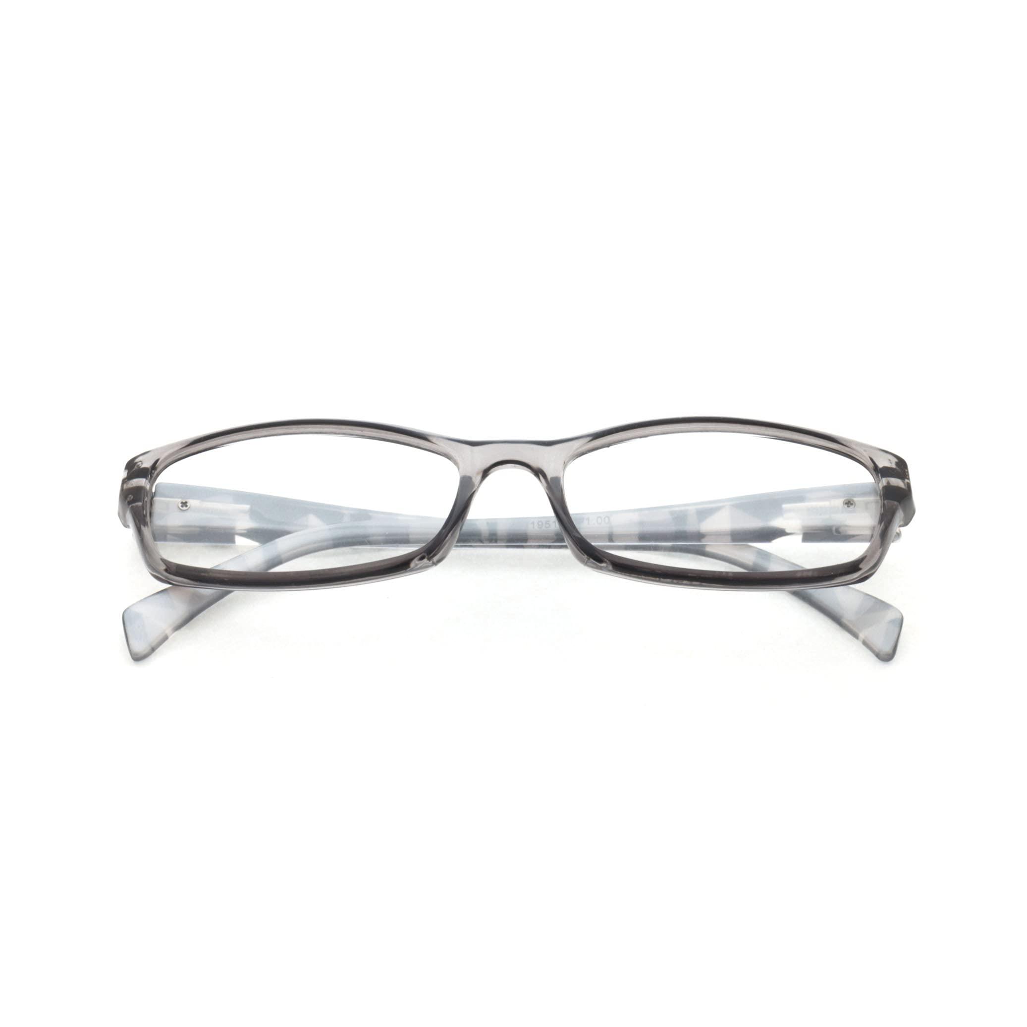 TIZIANO TIZIANO Women's New Age Reading Glasses with Spring Hinge (Model: 195126 Grey +3.00 with Rectangular Eye shape)
