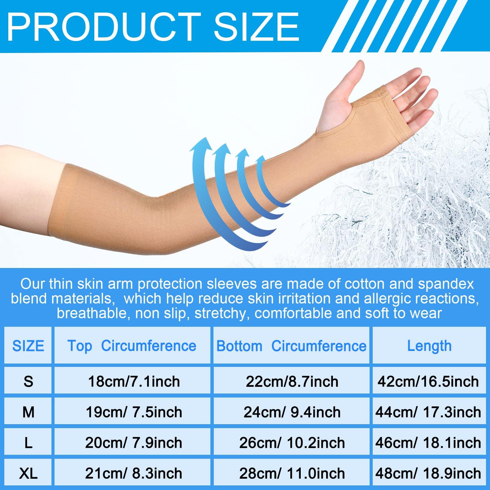 Coume Coume 2 Pairs Arm Skin Protection Sleeves Arm Protectors for Thin Skin and Bruising Compression Sleeves Washable Arm Sleeves(Elegant Style,Large), Nude