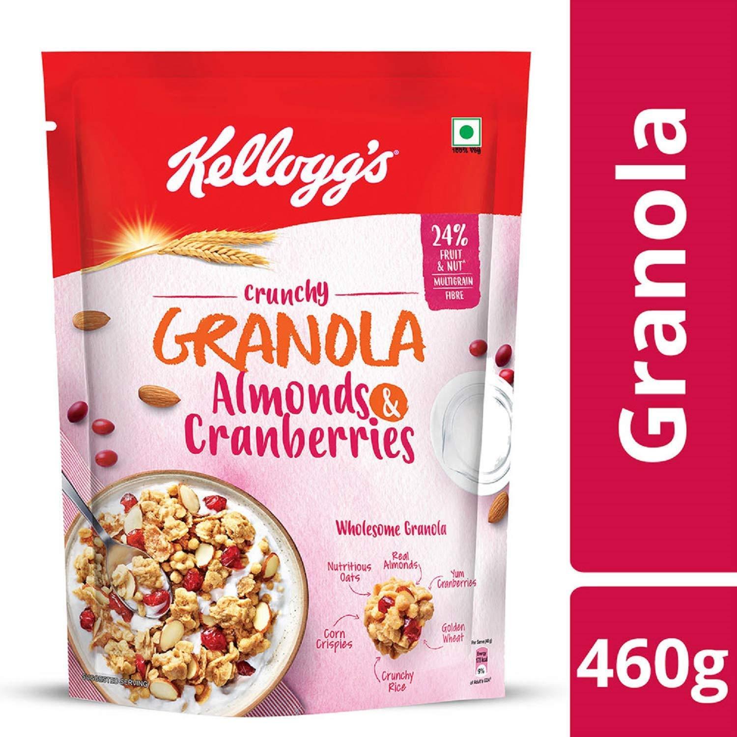 Kellogg's Kellogg\'s Combo, Kellogg\'s Crunchy Granola Almonds and Cranberries 460g and Kellogg\'s Crunchy Granola Honey, Almonds, Strawberries & Pumpkin Seeds, 450 g