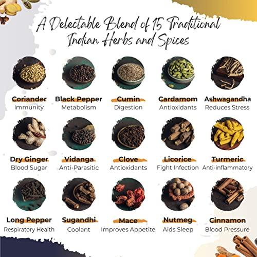 6rasa 6rasa Kashaya - Herbal Tea | 15 Ayurvedic Spices | Kadha Mix | Caffeine Free | 100% Natural Kashaya - The Original Tea Bags | No Added Sugar (2.5 g Each) (Pack of 3, 30 Dip Bags)