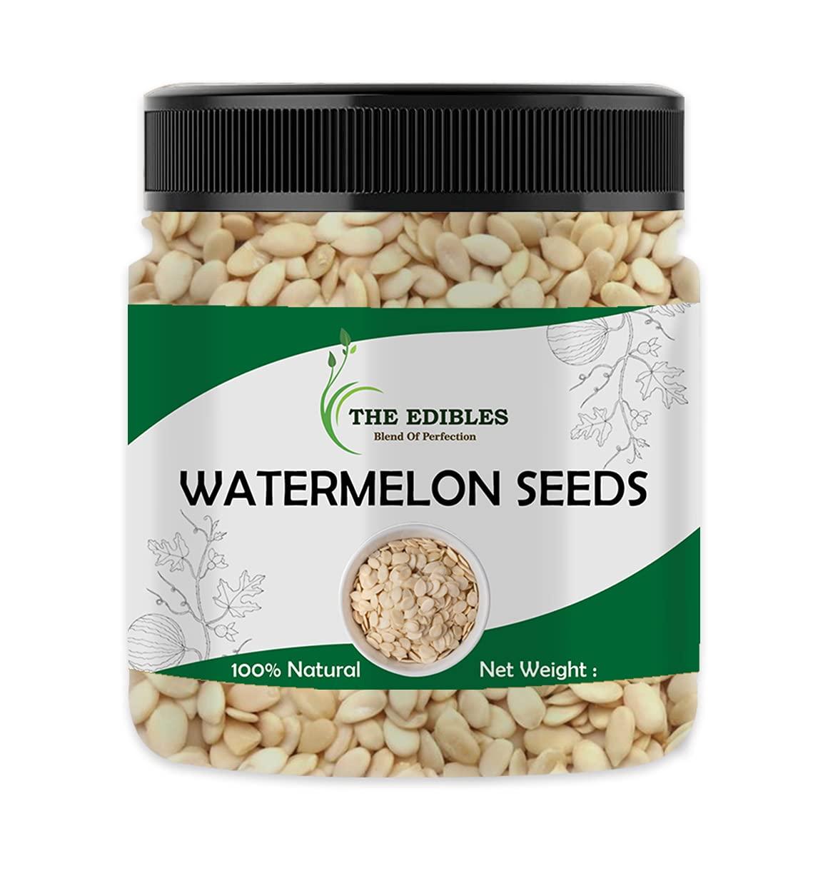 THE EDIBLES THE EDIBLES Combo Pack of Edible Seed Raw Pumpkin Seeds and Watermelon Seeds Tarbuj Magaj, Magaz Beej (250 gms each), 500 gms [Jar Pack]