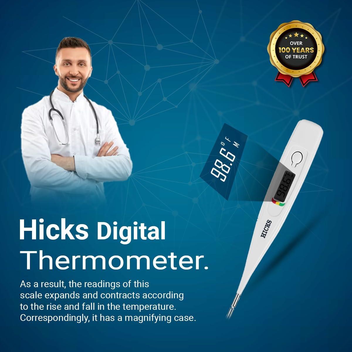 Hicks Hicks DMT 416 Digital Thermometer: Professional Accuracy | 10-Second Readings | Dual Scale (F/C) | Fever Line Indicator | Water-Resistant