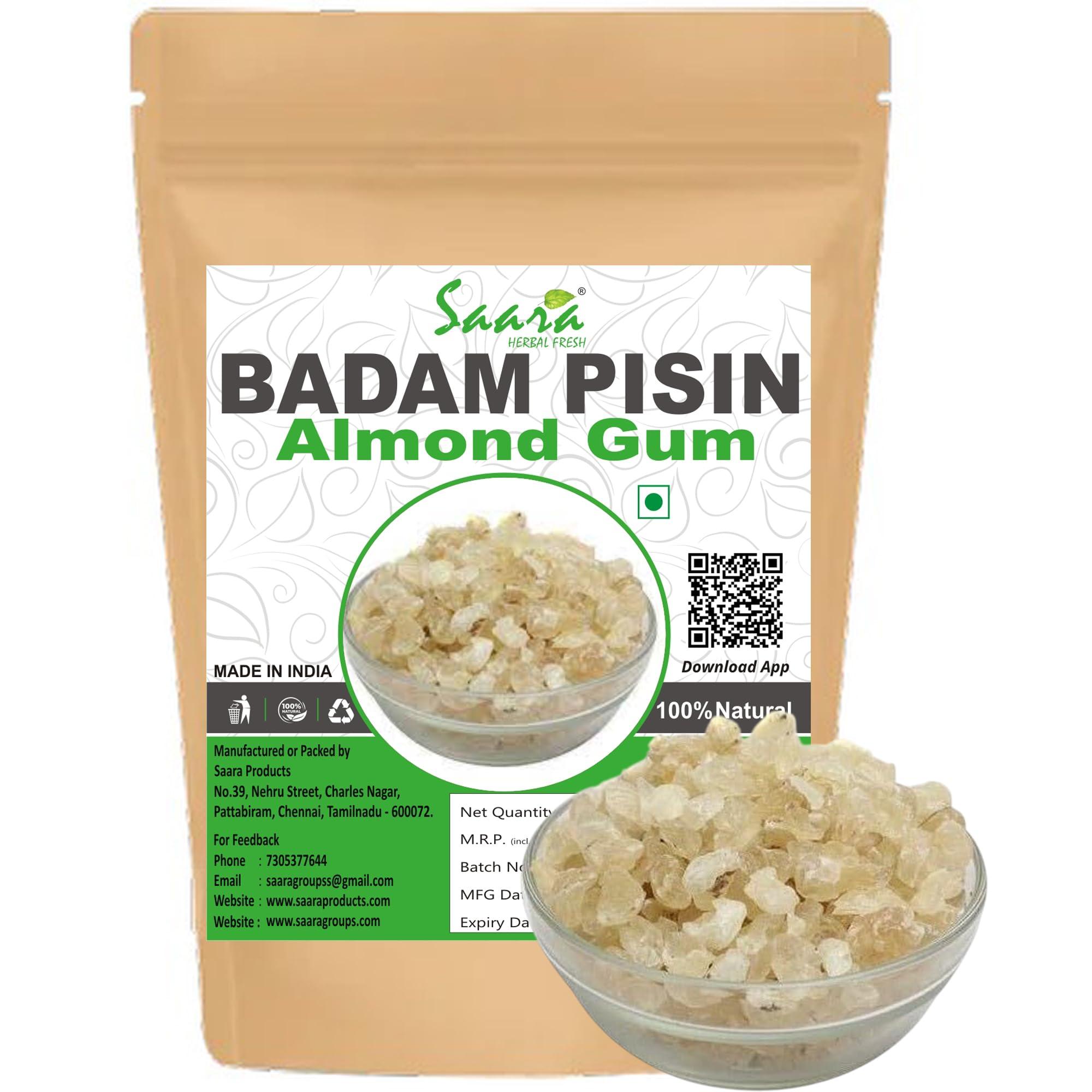 SAARA Saara HERBAL FRESH Badam Pisin, 50g, Almond Gum, Badam Gonth, Badam Resin, Gonth, (pack of 1 x 50g)