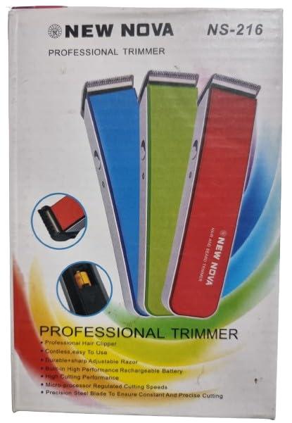 Generic New NOVA Trimmer NS-216 Rechargeable Cordless Men Trimmer Shaver Machine for Beard & Hair Styling For Men (Multi-color), 3 Extra Clip