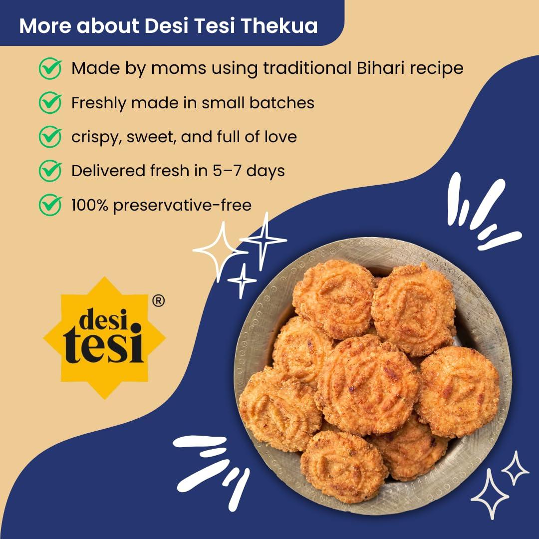 desi tesi Desi Tesi Thekua: Handcrafted Flavors of Bihar | Maida & Sooji Bliss | Preservative-Free Delight | 250g Pack 1