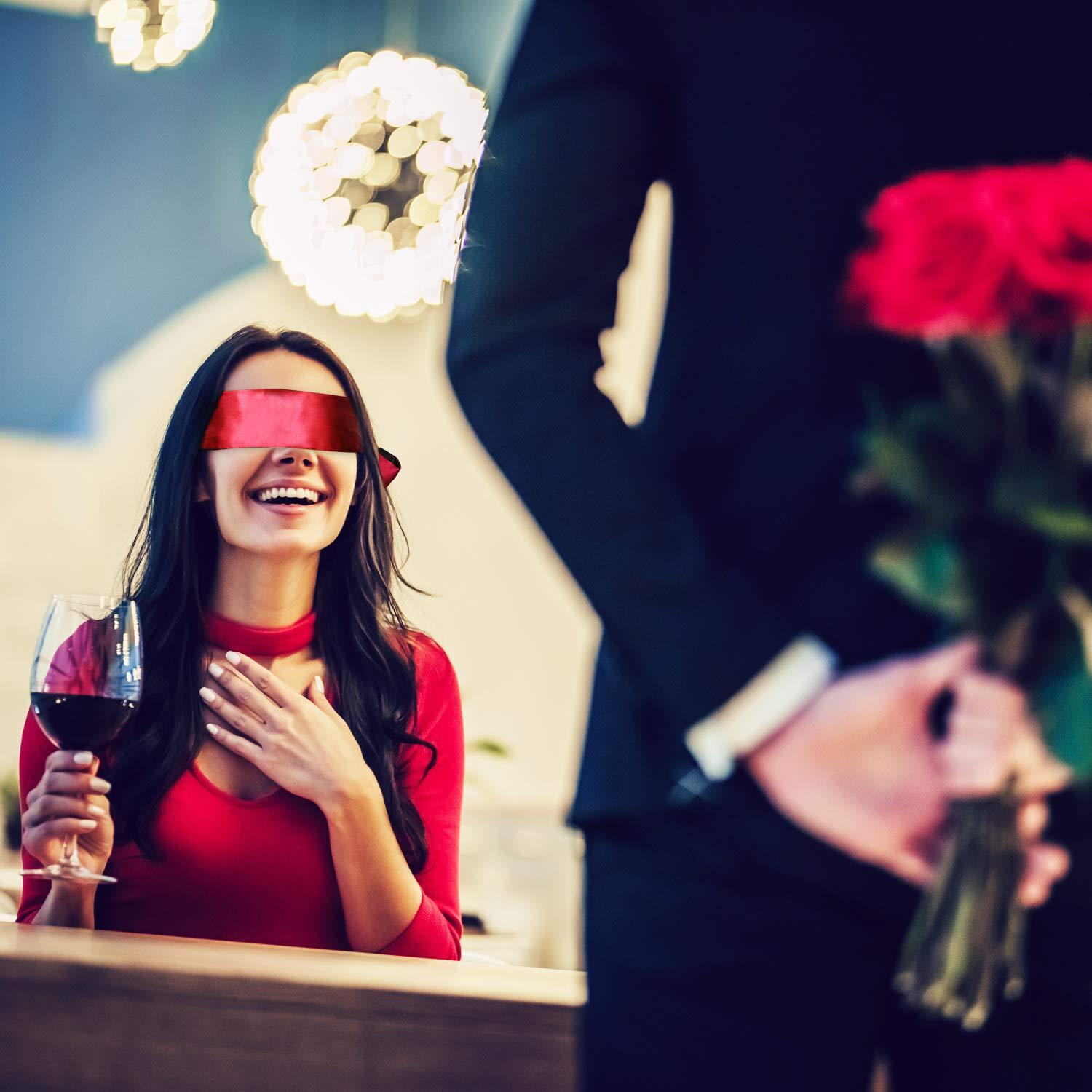 Shappy Shappy 4 Pack Satin Eye Mask Blindfold 150 Cm(Black Rose Red And Black)