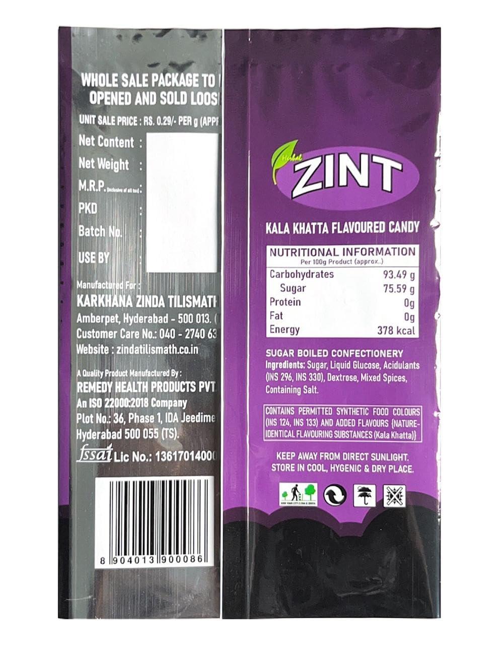 Zinda Tilismath Zint Kala Khatta Churan Candy with Digestive Spices (100 Pieces)- Tangy and Refreshing Treat By Zinda Tilismath