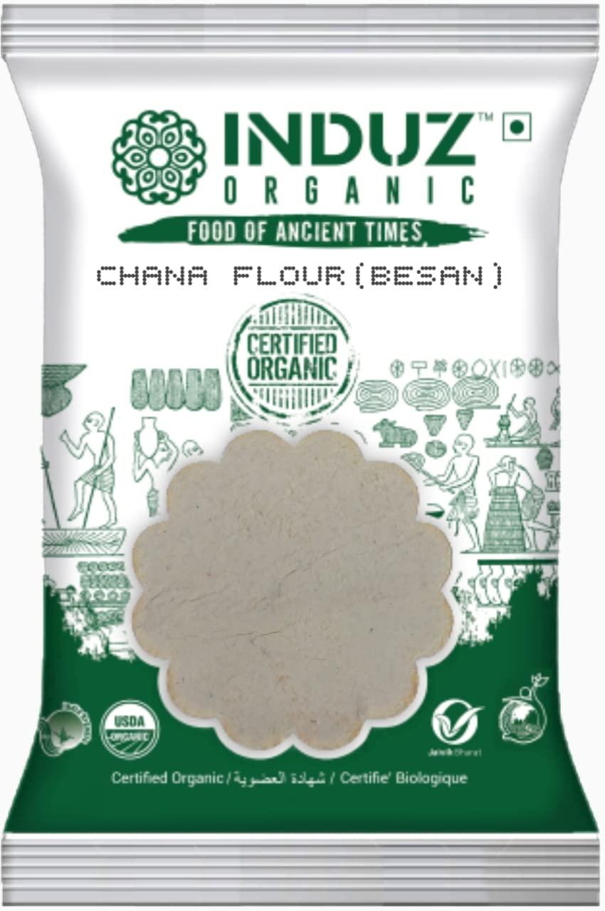 INDUZ ORGANIC Induz Organic Chana Besan (Gram) Flour - 500g (Pack of 1) | Made with Chana Dal, Fine Besan, Gram Flour | 100% Natural, 100% Taste, Chemical Free