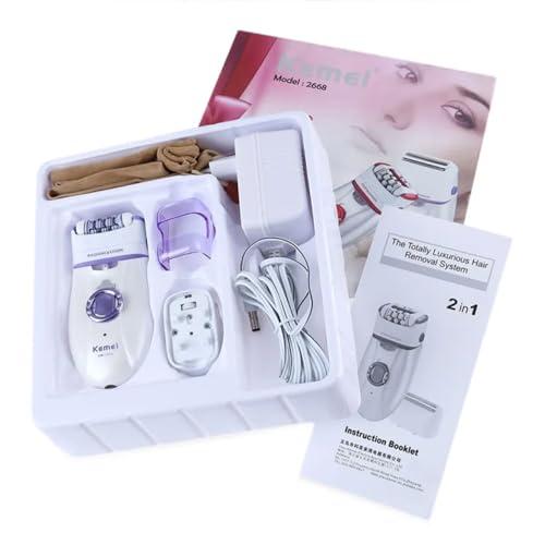 ECOME UNIVERSE ECOM UNIVERSE Womens Hair Removal Set: Portable Electric Facial Hair Remover & Trimmer - Painless Mini Shaver, Lip & Bikini Line Trimmer, Epilator for Face & Body Hair, Safe & Easy to Use for All Skin Types