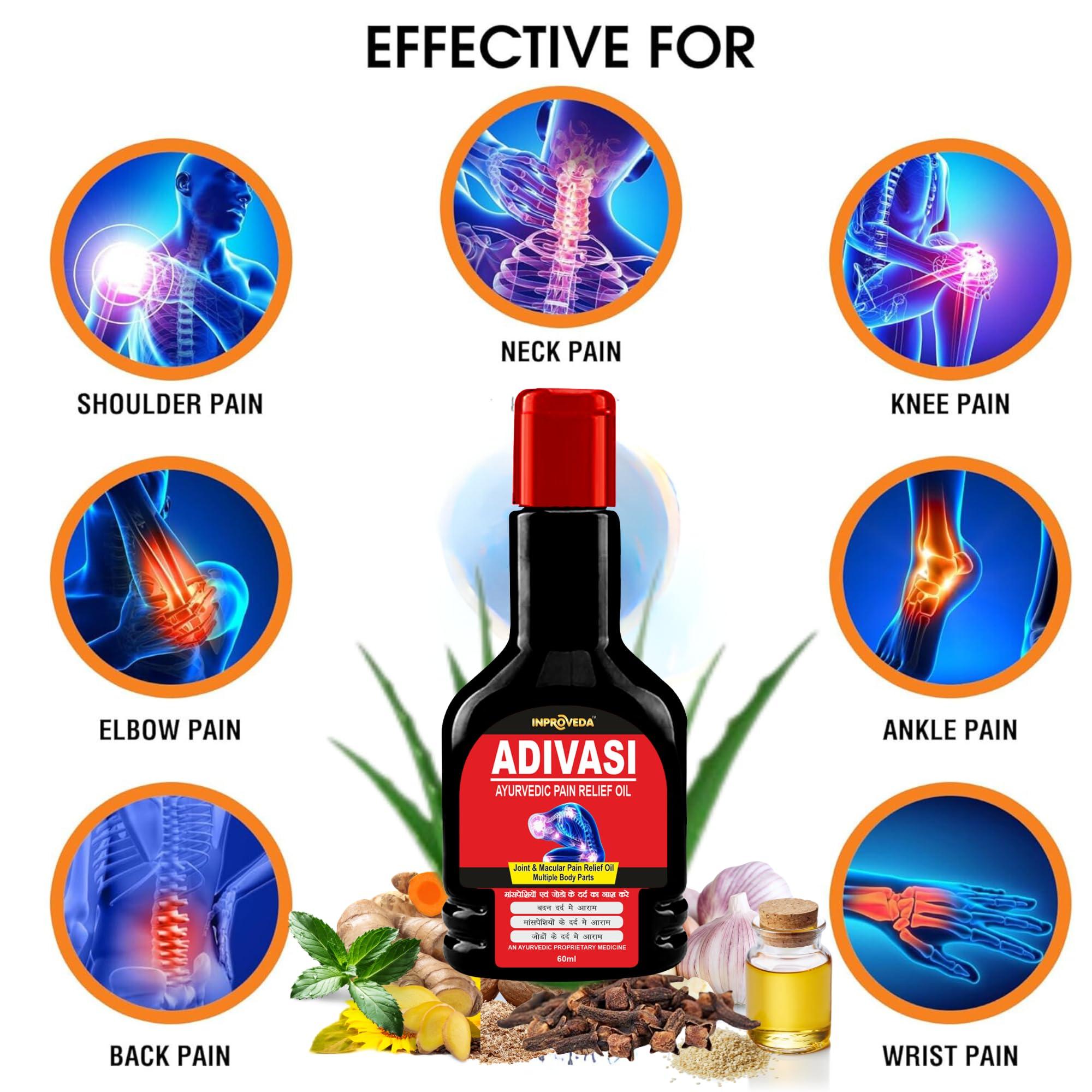 INPROVEDA INPROVEDA Adivasi Pain Relief Oil 60ml (Pack of 1) | Fast & Instant Relief Oil For Muscle & Joint Pain Oil |