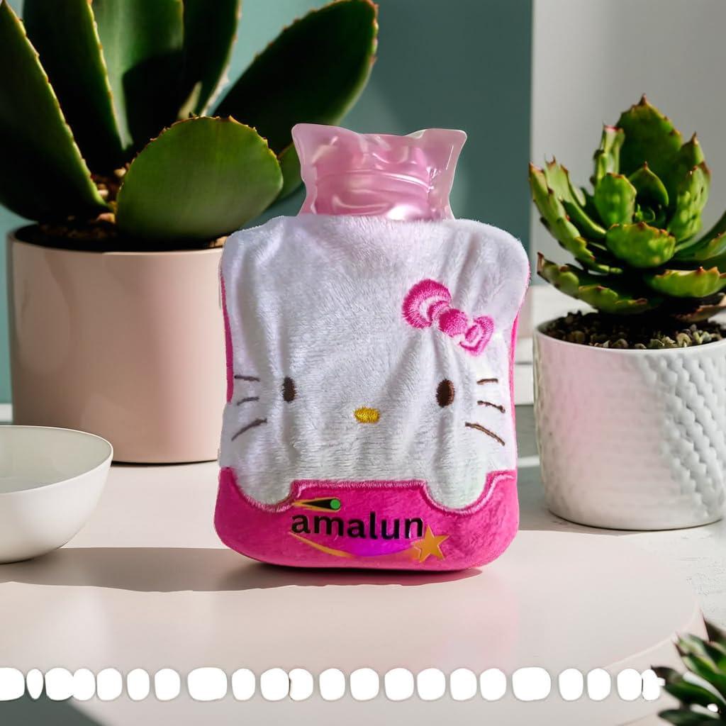 amalun Amalun Totoro Cartoon Small Hot Water Bag with Cover for Pain Relief (Pink)