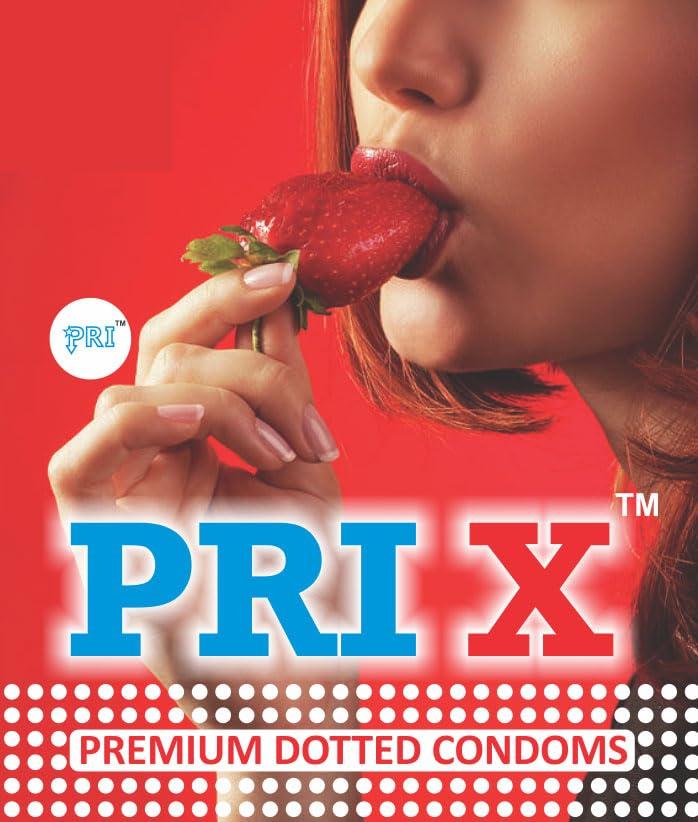 PRI X PRI X Premium Dotted Condoms Strawberry Flavour 60 Pcs