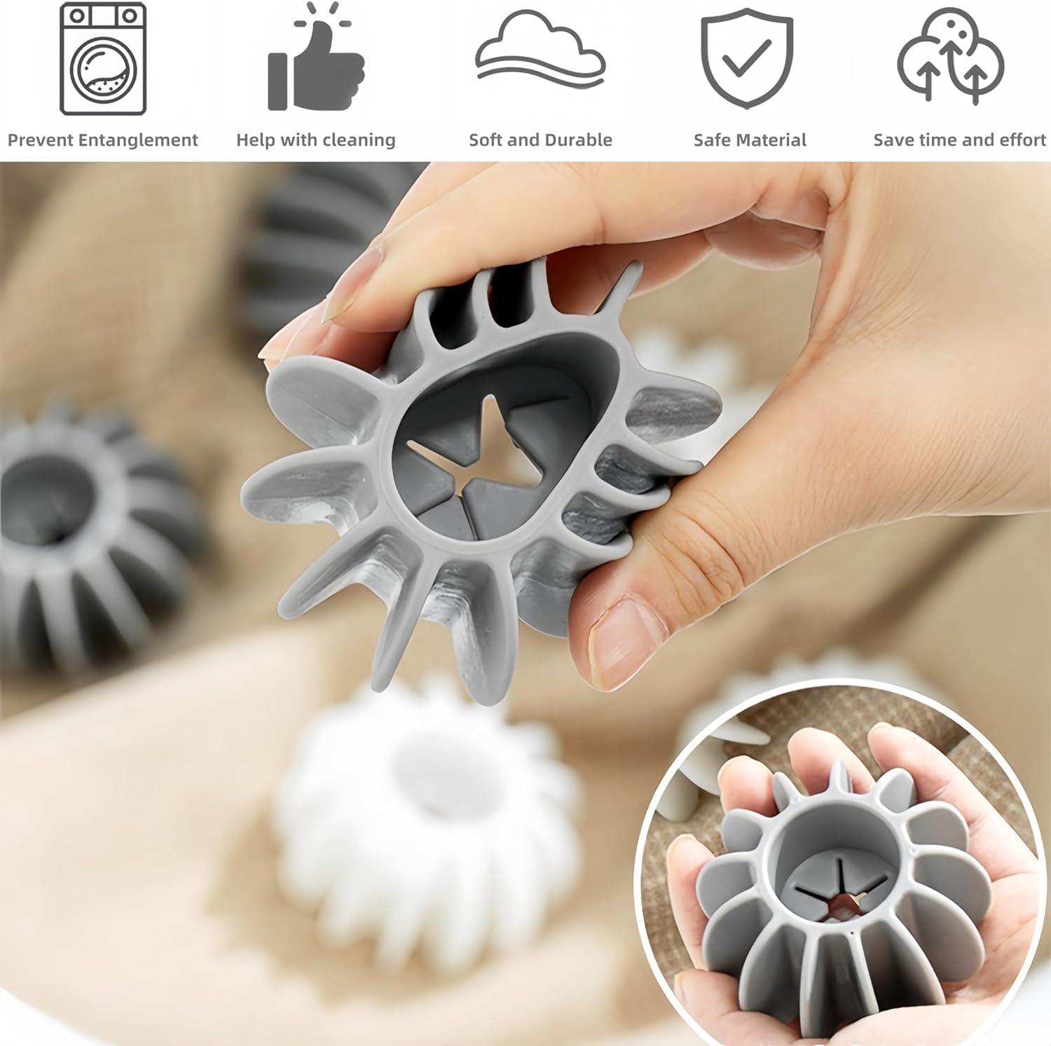 RECLUSE RECLUSE 8 Pcs Laundry Ball Silicone Clothes Hair Cleaning Tool Pet Hair Remover Laundry Lint-and-Pet-Hair-Remover-Balls-for-Washing-Machine Reusable Cat Washing Hair Ball Catcher Laundry Machine