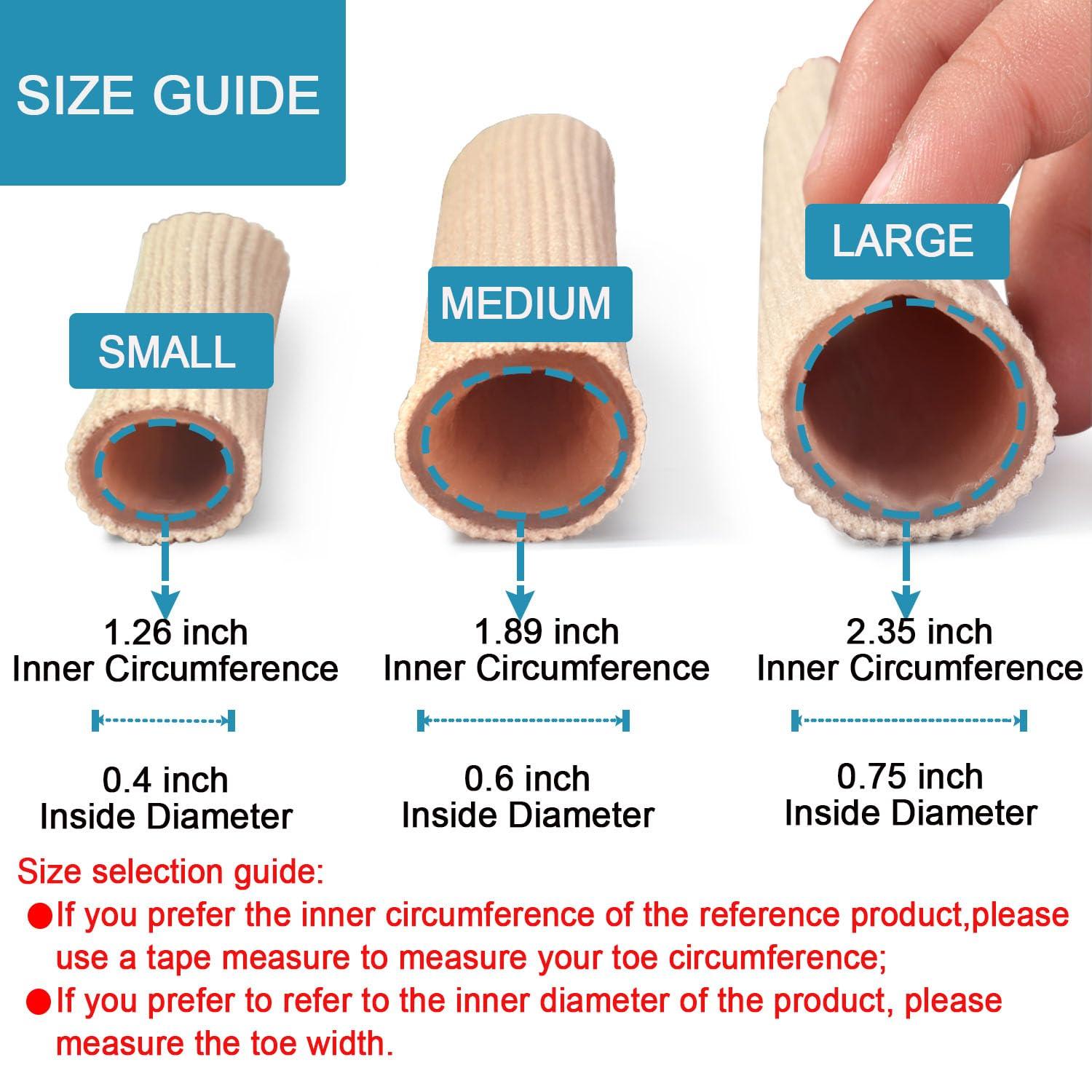 DYKOOK Cuttable Toe Tubes Sleeves 5 Pack, Made of Elastic Fabric Lined with Silicone Gel. Toe Sleeve Protectors Relief Toe Pressure Pain, Corn and Calluses Remover