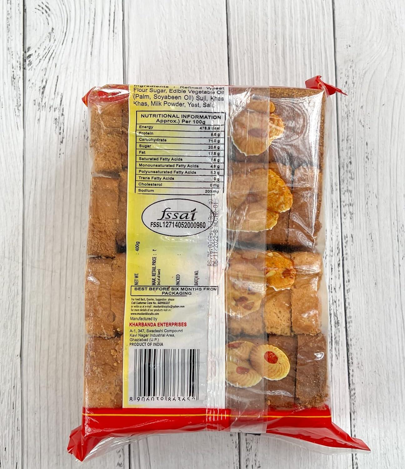 MUSKAN MUSKAN Premium Suji Rusk Special Handcrafted Delicious Taste Crunchy Tea Time Fresh Rusk [Pack Of 10] 400g each